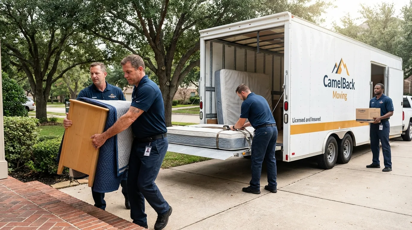Crew loading residential truck for cross-state move from Jamaica, NY
