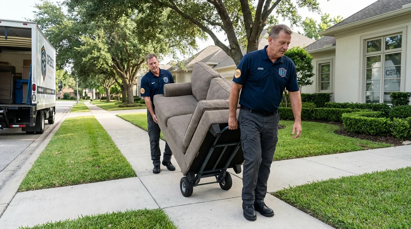 Local residential moving crew loading furniture in Jamaica, NY